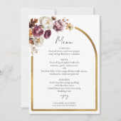 バーガンディ フラワーフォト 秋のウェディング メニュー カード (正面)