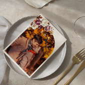 バーガンディ フラワーフォト 秋のウェディング メニュー カード