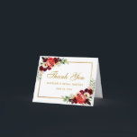 バーガンディ フラワーボホ ブライズシャワー サンクス ノート<br><div class="desc">バーガンディ フラワーボホ ブライズシャワー サンクス 折りたたみ ノート カード</div>