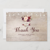 バーガンディ フラワーマソンジャー ブライダルシャワー サンクス サンキューカード (正面)