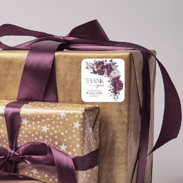 バーガンディ フラワール アーチ ブライダルシャワー サンクス スクエアシール