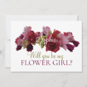 バーガンディ フラワール  私のフラワーガールに ブライドズメイド 招待状 (正面)