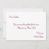 バーガンディ フラワール  私のフラワーガールに ブライドズメイド 招待状 (裏面)