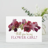 バーガンディ フラワール  私のフラワーガール ブライズメイド 招待状 (スタンド正面)