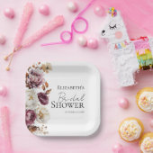 バーガンディ フラワー アーチ 秋のブライダル シャワー ペーパープレート (パーティー)