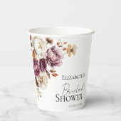 バーガンディ フラワー アーチ 秋のブライダル シャワー 紙コップ (裏面)