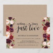 バーガンディ フラワー エロープメント レセプション クラフト インビテ 招待状 (正面/裏面)