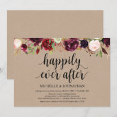 バーガンディ フラワー エロープメント レセプション クラフト インビテ 招待状 (正面/裏面)