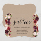 バーガンディ フラワー エロープメント レセプション クラフト インビテ 招待状 (正面/裏面)