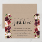 バーガンディ フラワー エロープメント レセプション クラフト インビテ 招待状 (正面/裏面)