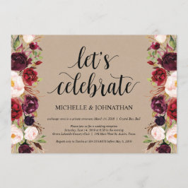 バーガンディ フラワー エロープメント レセプション クラフト インビテ 招待状