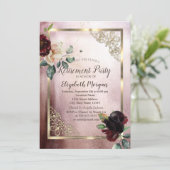 バーガンディ フラワー ゴールド フレーム ローズ ゴールド 引退 招待状 (スタンド正面)