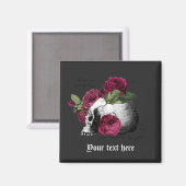 バーガンディ フラワー スカル ゴシック ウェディング マグネット (正面/裏面)