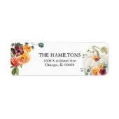 バーガンディ フラワー ホワイト パンプキン ラベル (正面)