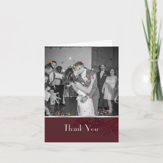 バーガンディ·フローシュ·カスタム写真サンキューカード サンキューカード (正面)