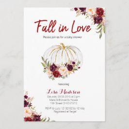 バーガンディ·フローラホワイト·カボチャ·ベイビー·シャワー 招待状