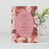 バーガンディ フローラル アニバーサリー | 誕生日 | 結婚式 招待状 (スタンド正面)