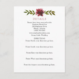 バーガンディ フローラル ウェディングの詳細と案内 エンクロージャーカード