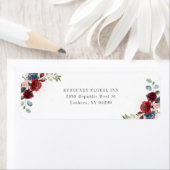 バーガンディ フローラル ウォーターカラー 返送先住所 ラベル (インサイチュ)