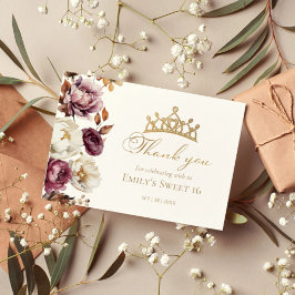 バーガンディ フローラル オータム スウィート16 サンクス カード