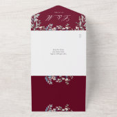 バーガンディ フローラル グリーンウェディング QR コード ウェディング オールインワン招待状 (外側)