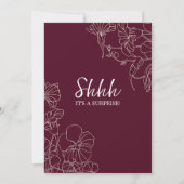 バーガンディ フローラル サプライズ 90歳の誕生日 招待状 (裏面)