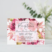 バーガンディ フローラル スクエア フレーム 結婚式の披露宴 招待状 (スタンド正面)