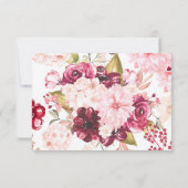 バーガンディ フローラル スクエア フレーム 結婚式の披露宴 招待状 (裏面)