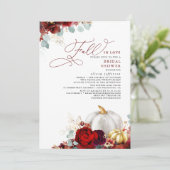 バーガンディ フローラル パンプキン 秋の恋 ブライダルシャワー 招待状 (スタンド正面)