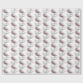 バーガンディ フローラル ブライダル シャワー 包装紙 (フラット)