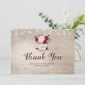 バーガンディ フローラル メイソンジャー ブライダルシャワー サンクス サンキューカード (スタンド正面)