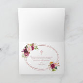 バーガンディ フローラル ローズゴールド 1歳 誕生日 & 洗礼 サンキューカード (内部)