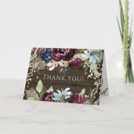 バーガンディ·フローラ素朴·トゥインクル·ライトありがとう カード