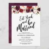 バーガンディ·フローラ結婚のリハーサル·ディナー·招待状 招待状 (正面/裏面)