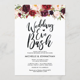 バーガンディ・フローラ結婚のリハーサル・ディナー・招待状 招待状