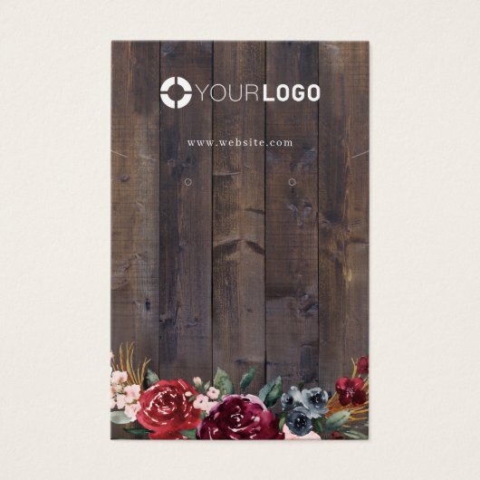 バーガンディ・フローラ・ロカスタムゴ・イヤリング・ディスプレイ (正面)