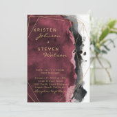 バーガンディ ブラック＆ゴールドの結婚式招待状 招待状 (スタンド正面)