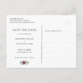 バーガンディ ブラッシュ シルバー ウェディング セーブ・ザ・デート 案内ポストカード (裏面)