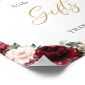 バーガンディ ブラッシュ ピンクの花柄カード＆ギフトサイン ポスター (角)