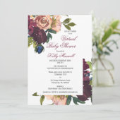 バーガンディ | ブラッシュ フラワール ガール バーチャル ベイビー シャワー I 招待状 (スタンド正面)