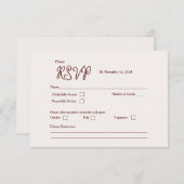 バーガンディ・ブリス 招待状返信カード バージョン2 出欠カード (正面/裏面)