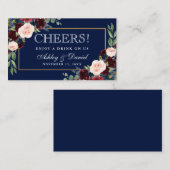 バーガンディ·ブルーズ·ド結婚リンク·チケット·カード エンクロージャーカード (正面/裏面)