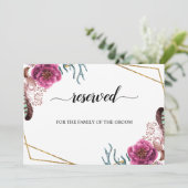 バーガンディ ブルーム ウェディング 予約席 案内表示 招待状 (スタンド正面)