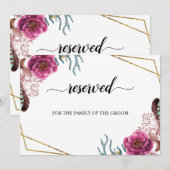 バーガンディ ブルーム ウェディング 予約席 案内表示 招待状 (正面/裏面)