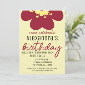 バーガンディ ブルーム バースデー パーティー 招待状 (スタンド正面)