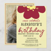 バーガンディ ブルーム バースデー パーティー 招待状 (正面/裏面)