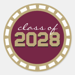 バーガンディ & ブロンズ ゴールド フィルムストリップ 卒業 ラウンドシール