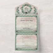 バーガンディ ベリー ホリー パイン クリスマス オールインワン招待状 (内側)