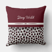 バーガンディ&ホワイトヒョウ印刷装飾枕 クッション (裏面)