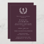 バーガンディ/ホワイト アスクレピウス 医学部卒業 招待状 (正面/裏面)